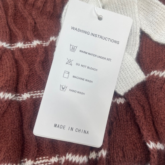 NWT - Zesica Women’s Small Open Front Striped Cardigan Sweater  Brown & White - Picture 14 of 14